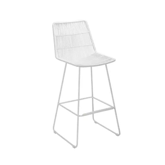 Chaise de bar d’extérieur en métal blanc