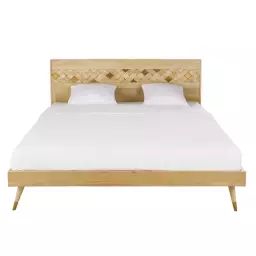 Lit en bois de manguier avec tête de lit 180×200