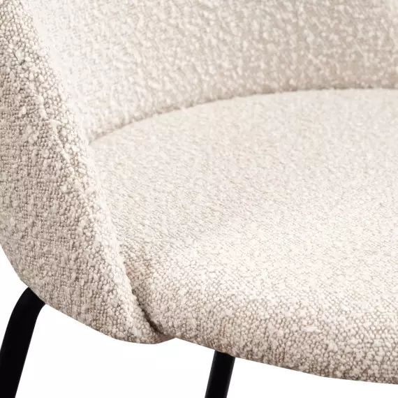 Vitikko – Lot 2 fauteuils de bar 65cm en tissu bouclette et pieds noirs