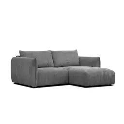 Canapé d’angle droit 3 places tissu gris foncé