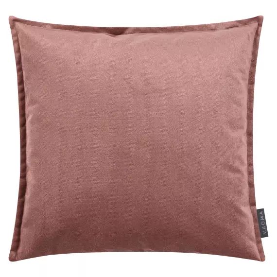 Housses de coussin velours avec volant piqué vieux rose 45×45-Lot de 2
