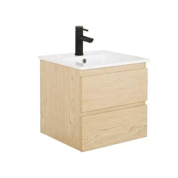 Meuble simple vasque décor chêne  45cm + vasque