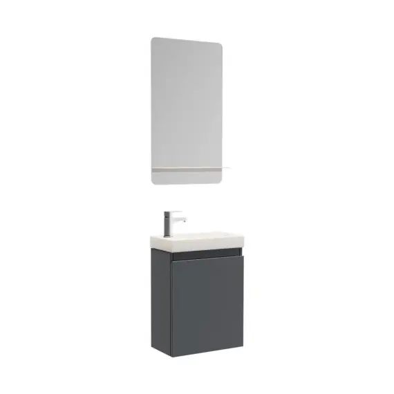 Meuble lave-mains  gris anthracite + miroir rectangulaire