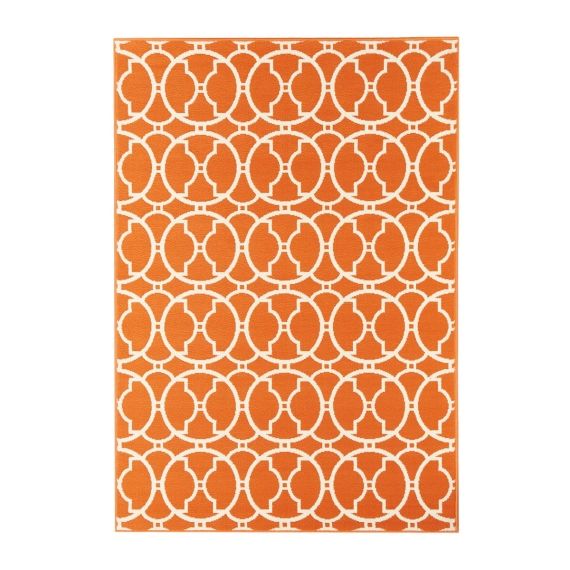 Tapis géométrique design en polypropylène orange 160×230
