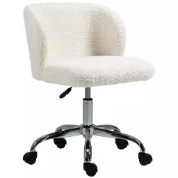 Chaise de bureau design piètement acier chromé effet laine bouclée
