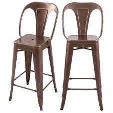 Chaise de bar mi-hauteur 66 cm en métal cuivre (lot de 2)