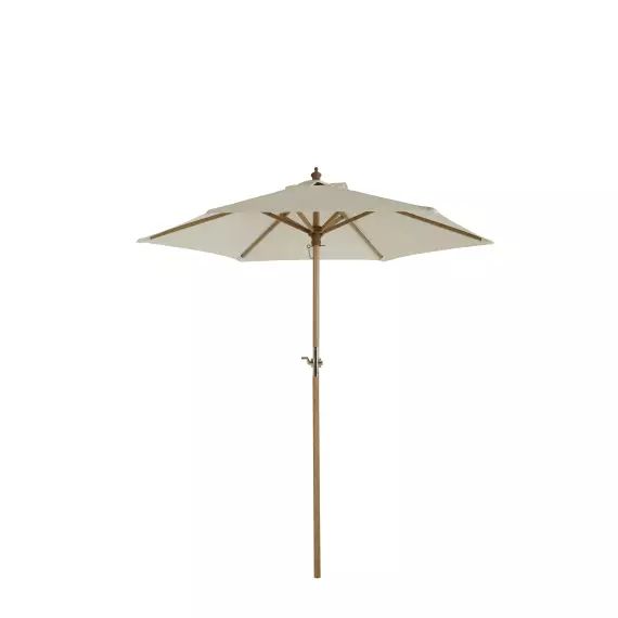 Parasol droit en bambou contreplaqué et tissu beige clair