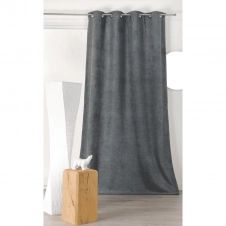 Rideau obscurcissant aspect laine chinée polyester gris foncé 250×140