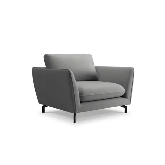 Fauteuil 1 place XL en velours gris clair