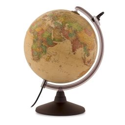 MARCO POLO – Globe terrestre, antique, lumineux, textes en français