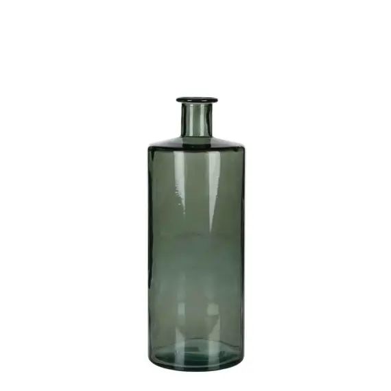 Vase bouteille en verre recyclé vert H40