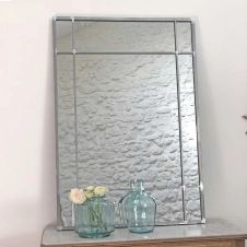 Miroir Art Déco en métal finition zinc – 130 x 90 cm – Wallis – intérieur/extérieur