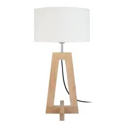 Lampe de chevet bois naturel et écru