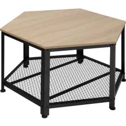 Table basse NORWICH Style Vintage 86,5x75x46,5cm effet bois clair