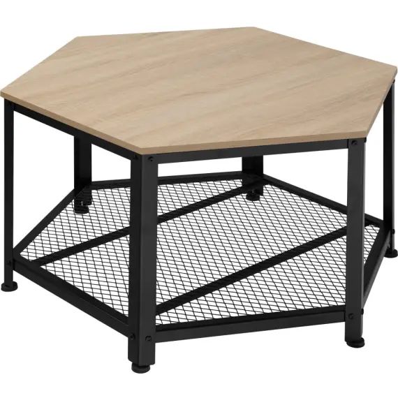 Table basse NORWICH Style Vintage 86,5x75x46,5cm effet bois clair