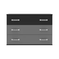 Commode 3 tiroirs DOLCE BLACK EDITION coloris imitation chêne noir et gris mat
