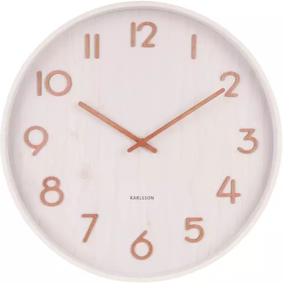 Horloge murale ronde en bois D40cm blanc