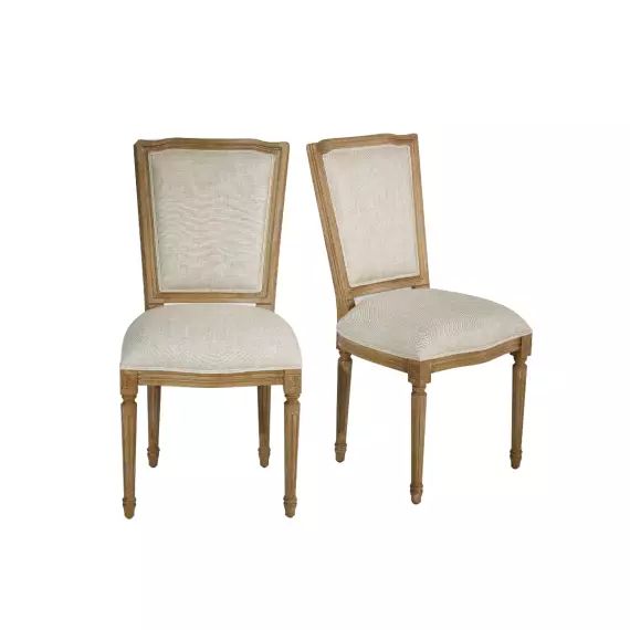 Lot de 2 chaises en bois et lin