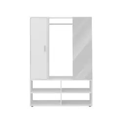 Penderie d’entrée 1 porte 1 miroir- L105 cm – Blanc