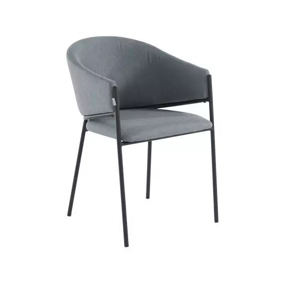 Lot de 2 chaises de salle à manger rembourrées en tissu gris