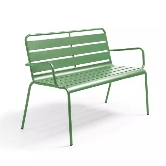 Banc de jardin en métal vert cactus