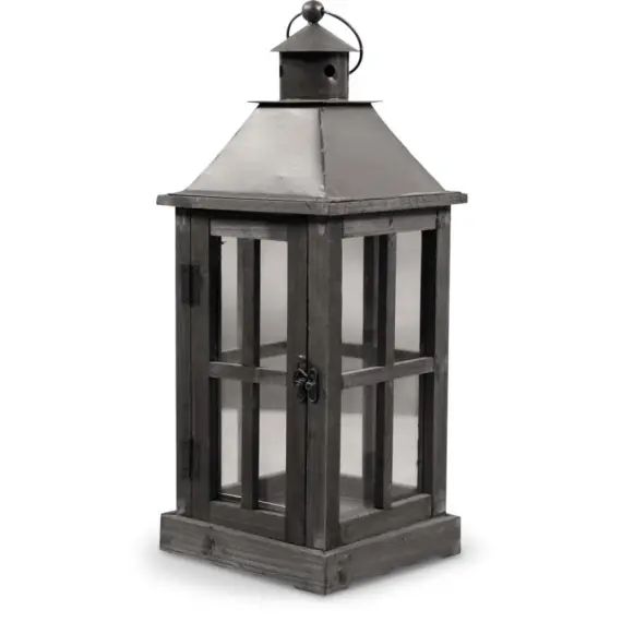 Lanterne Bois Marron 19x19x47cm