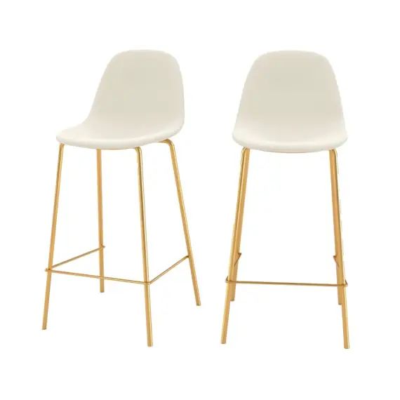 Chaise de bar mi-hauteur 65 cm blanche (lot de 2)