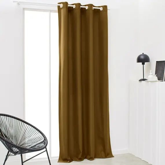 Rideau isolant à oeillets uni en Polyester Bronze 140x240cm