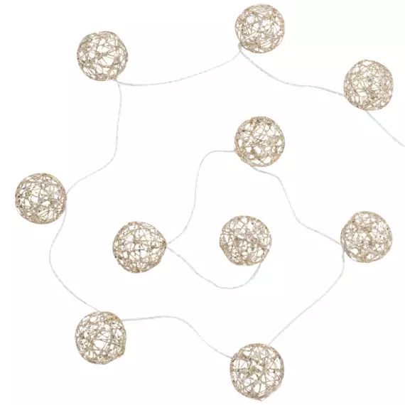 Guirlande lumineuse boules dorées 10L
