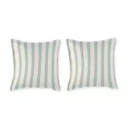 2 Taies d’oreiller en percale de coton organic 50×50+2,5 cm vert clair