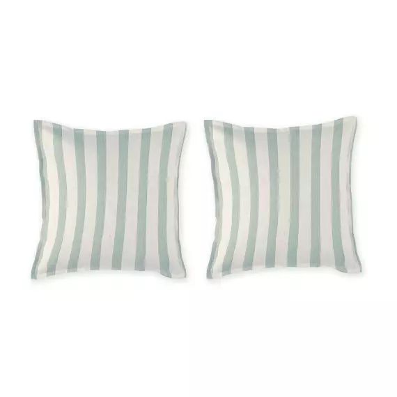 2 Taies d’oreiller en percale de coton organic 50×50+2,5 cm vert clair