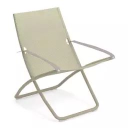 Chaise longue pliable inclinable Snooze en Métal, Tissu technique – Couleur Beige – 75 x 62.14 x 105 cm – Designer Marco Marin