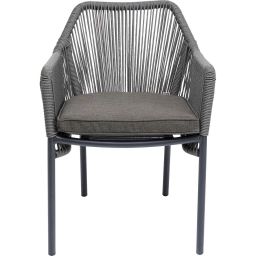 Chaise de jardin avec accoudoirs en alu et polyéthylène gris