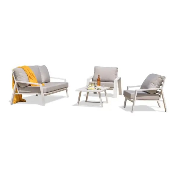 Salon de jardin 5 places en aluminium blanc
