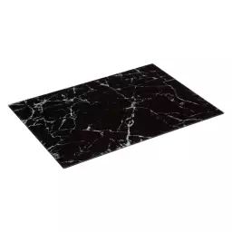 Planche à découper en verre trempé motif marbre noir
