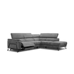 Canapé d’angle droit 5 places avec un relax électrique tissu graphite