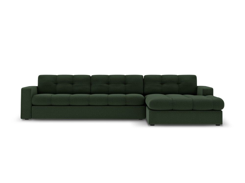 Canapé d’angle 4 places en tissu structuré vert foncé