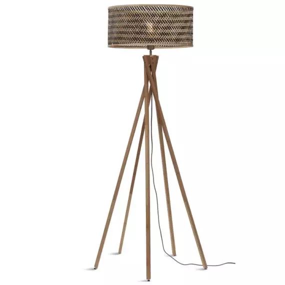 Lampadaire bambou abat-jour bambou naturel/noir, h. 146cm