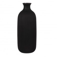 Vase en verre striÃ© noir H30