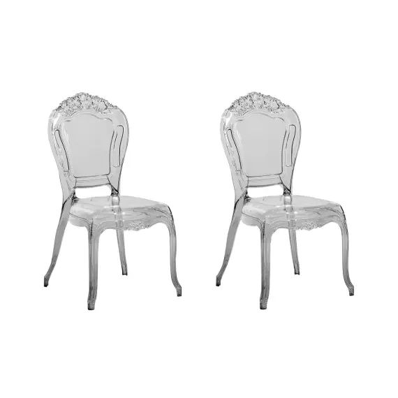 Lot de 2 chaises de salle à manger noires transparentes