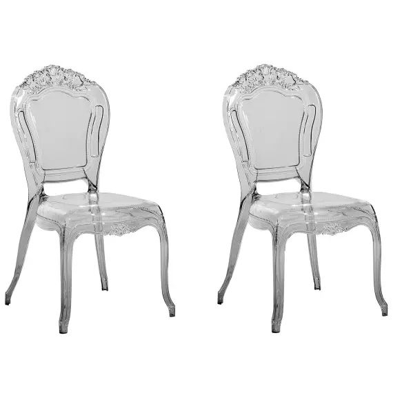 Lot de 2 chaises de salle à manger noires transparentes