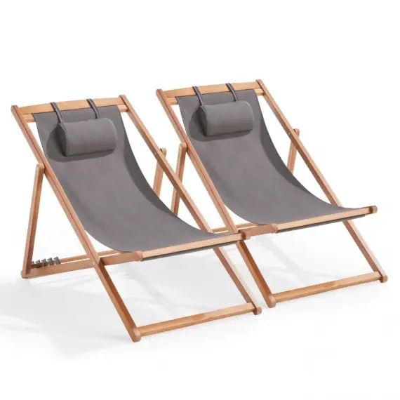 Lot de 2 chiliennes eucalyptus Anthracite