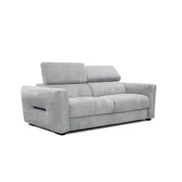 Canapé droit 3 places tissu gris clair