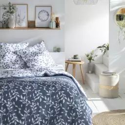Parure de lit en Coton Bleu gris 220×240 cm