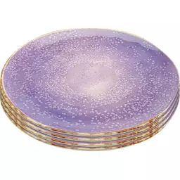 Assiette plate en grès violet D26 – Lot de 4