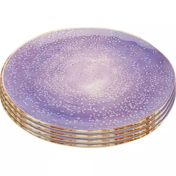 Assiette plate en grès violet D26 – Lot de 4