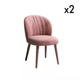 Lot de 2 chaises  velours rose pieds velours