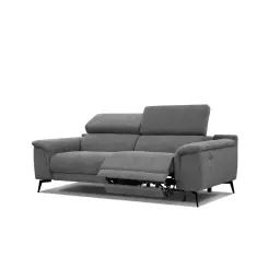 Canapé 3 places avec relax électrique côté droit tissu gris foncé