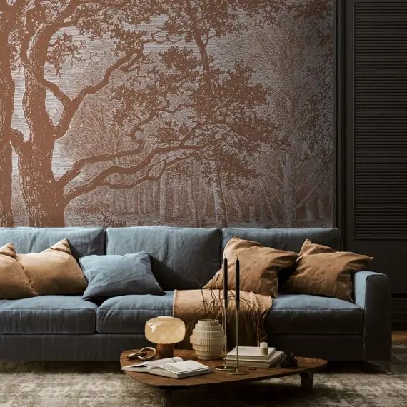 Papier peint panoramique motif imprimé Marron noisette 432x280cm