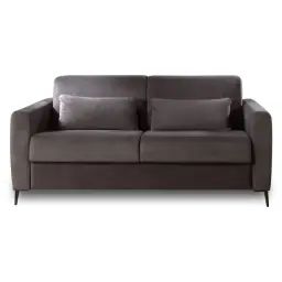Canapé droit convertible 3 places velours gris foncé